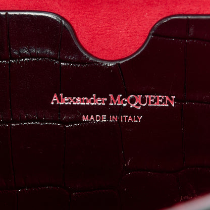 Alexander McQueen Calfskin Crocodile Embossed Skull Mini Crossbody Bag Black 6 of 11