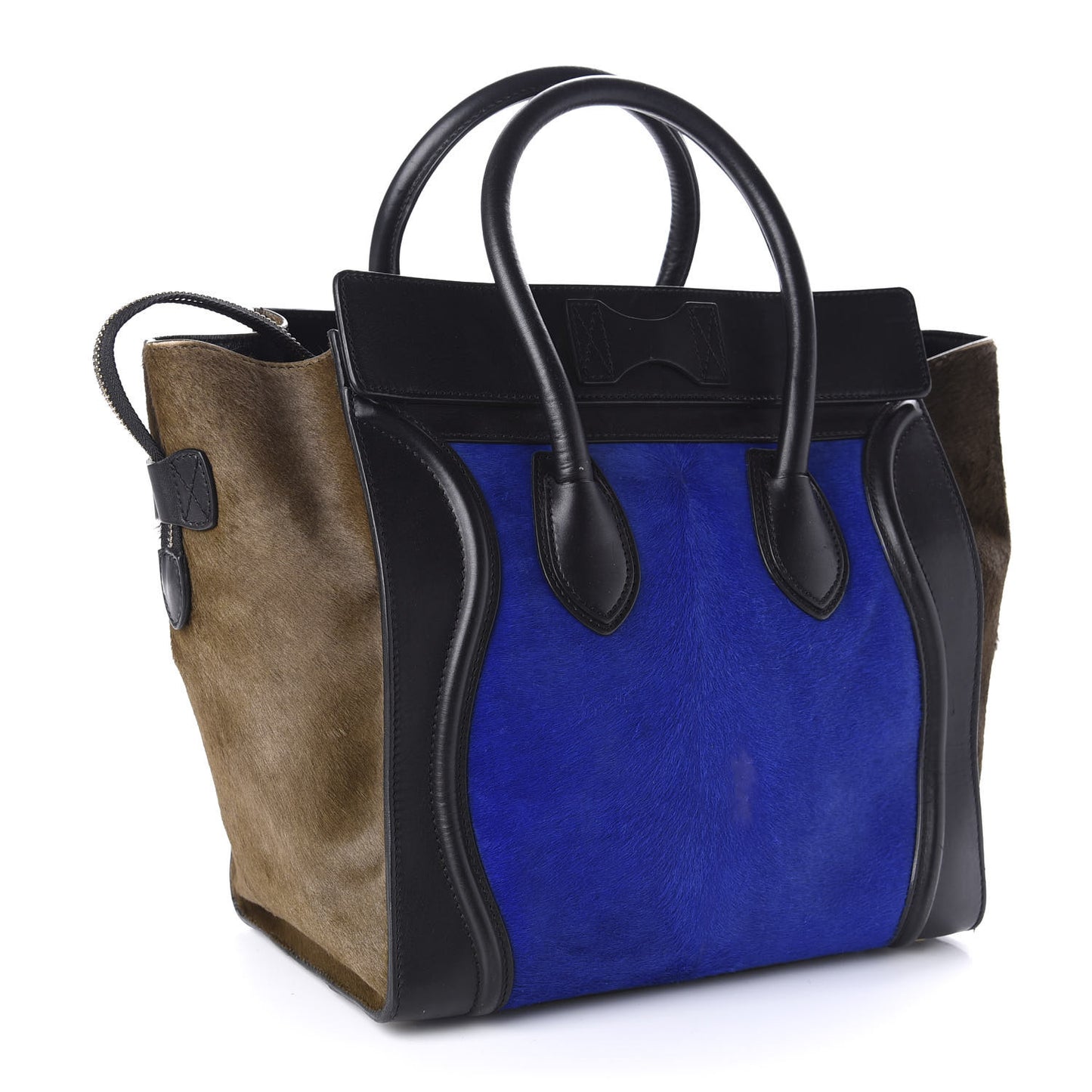 Pony Hair Mini Tri-Color Luggage Royal Blue