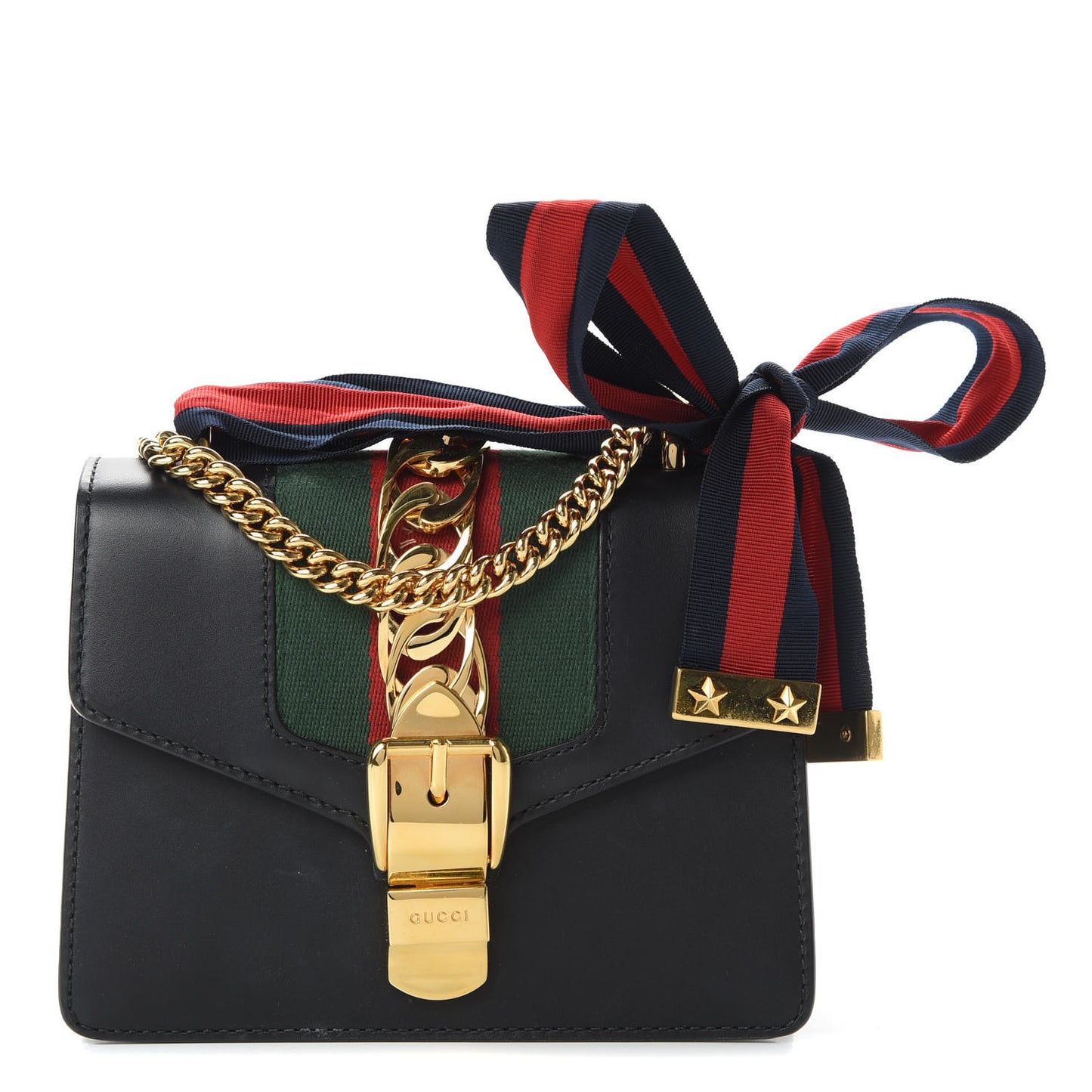 Calfskin Mini Sylvie Chain Shoulder Bag Black