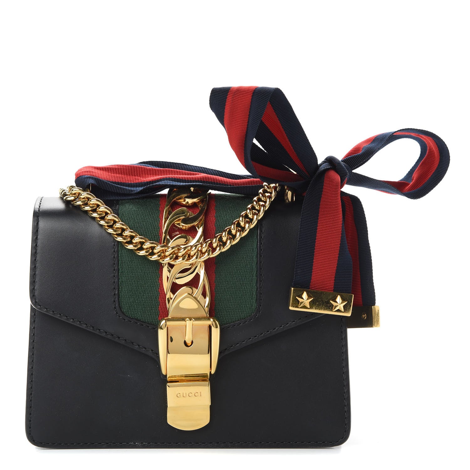 Gucci Calfskin Mini Sylvie Chain Shoulder Bag Black 1 of 12