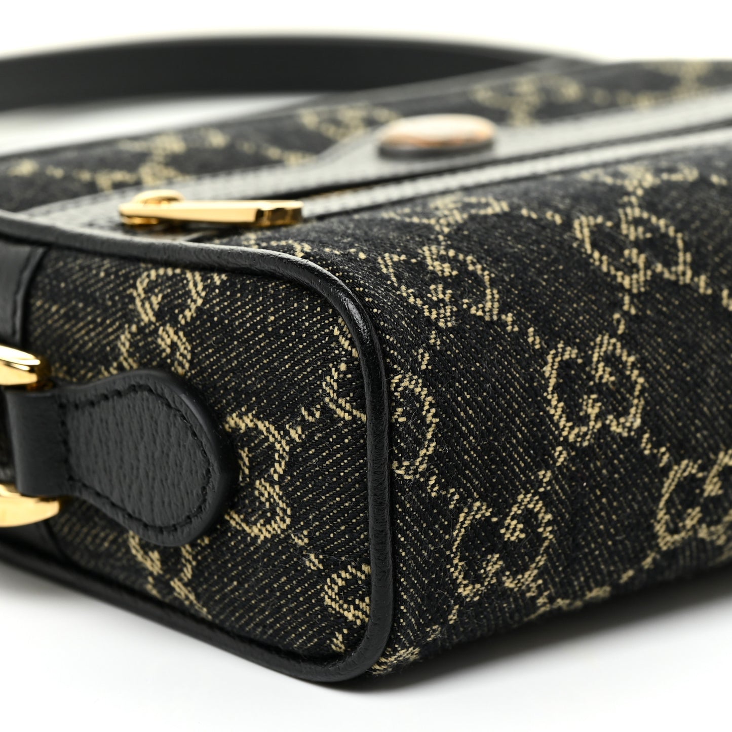 Jacquard Black Denim GG Monogram Mini Ophidia Shoulder Bag Black Ivory