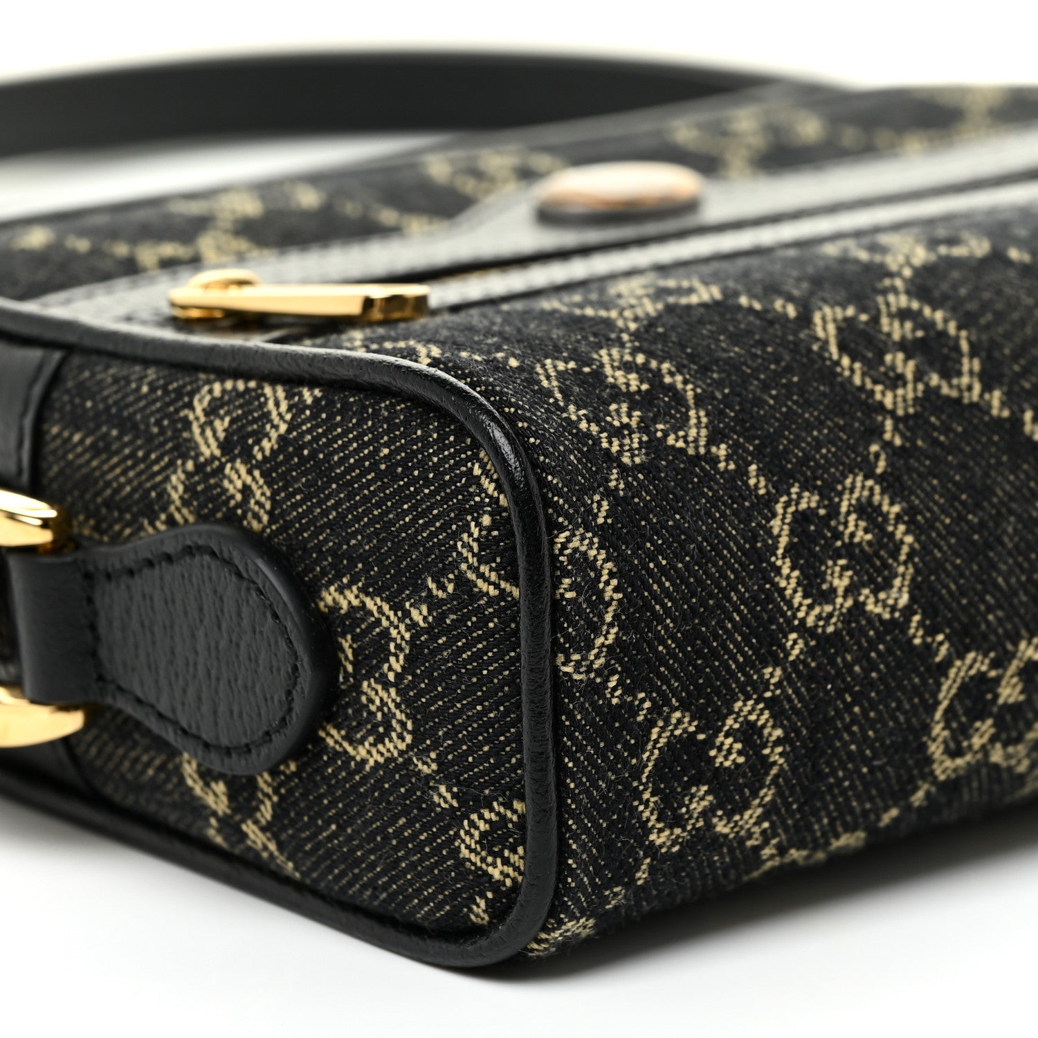 Gucci Jacquard Black Denim GG Monogram Mini Ophidia Shoulder Bag Black Ivory 9 of 11