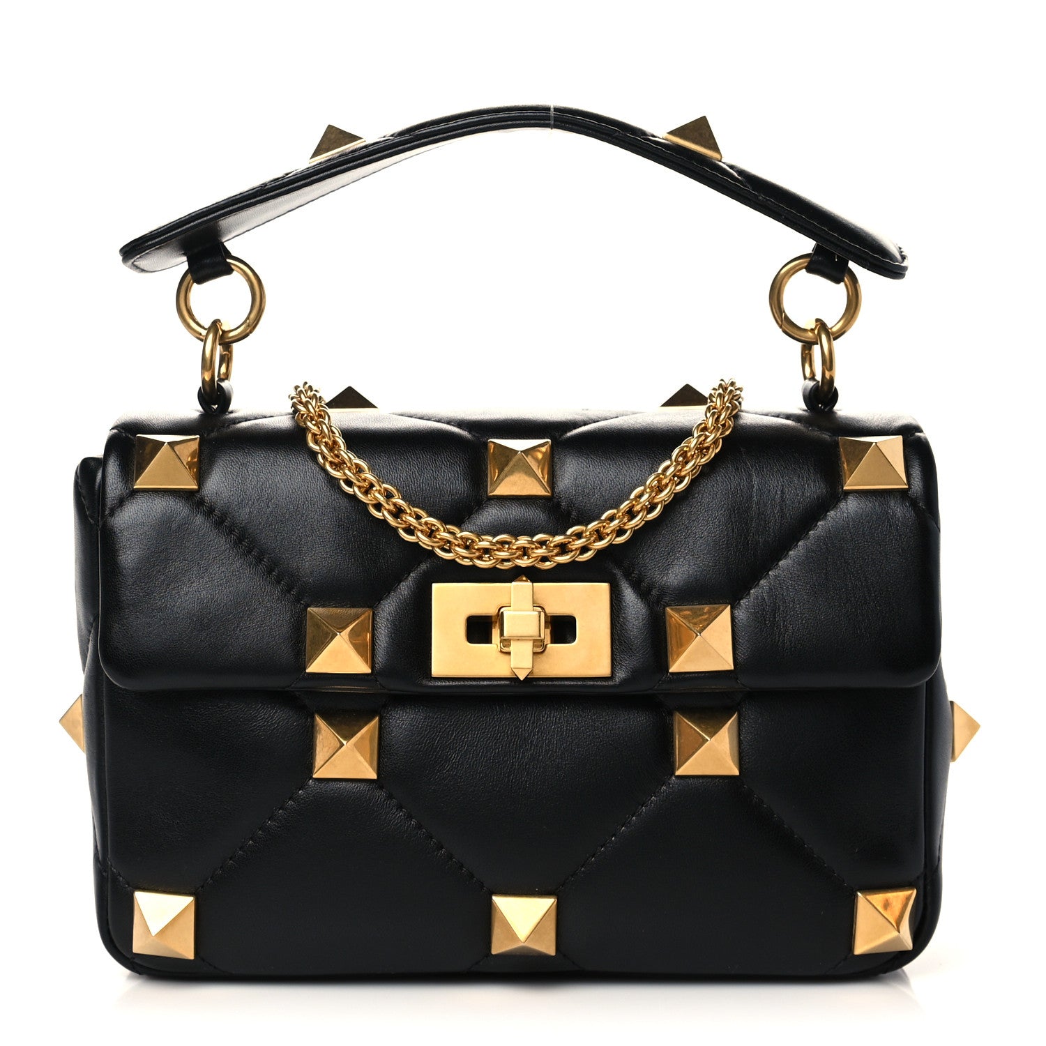 Valentino Garavani Nappa Medium Roman Stud Shoulder Bag Black 1 of 6