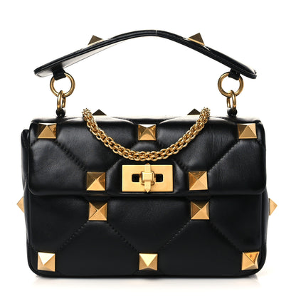 Valentino Garavani Nappa Medium Roman Stud Shoulder Bag Black 1 of 6
