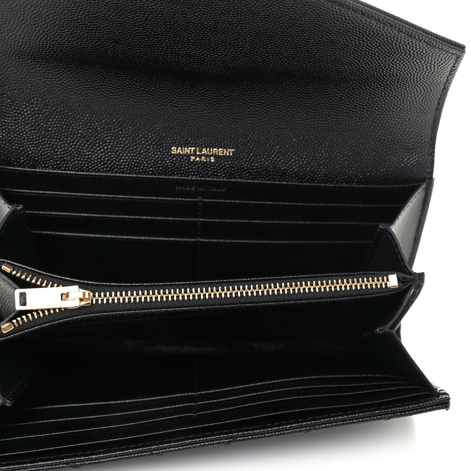 Saint Laurent Grain De Poudre Matelasse Chevron Monogram Flap Wallet Black 4 of 4
