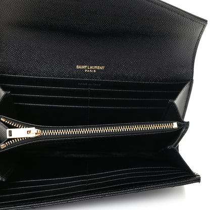 Saint Laurent Grain De Poudre Matelasse Chevron Monogram Flap Wallet Black 4 of 4