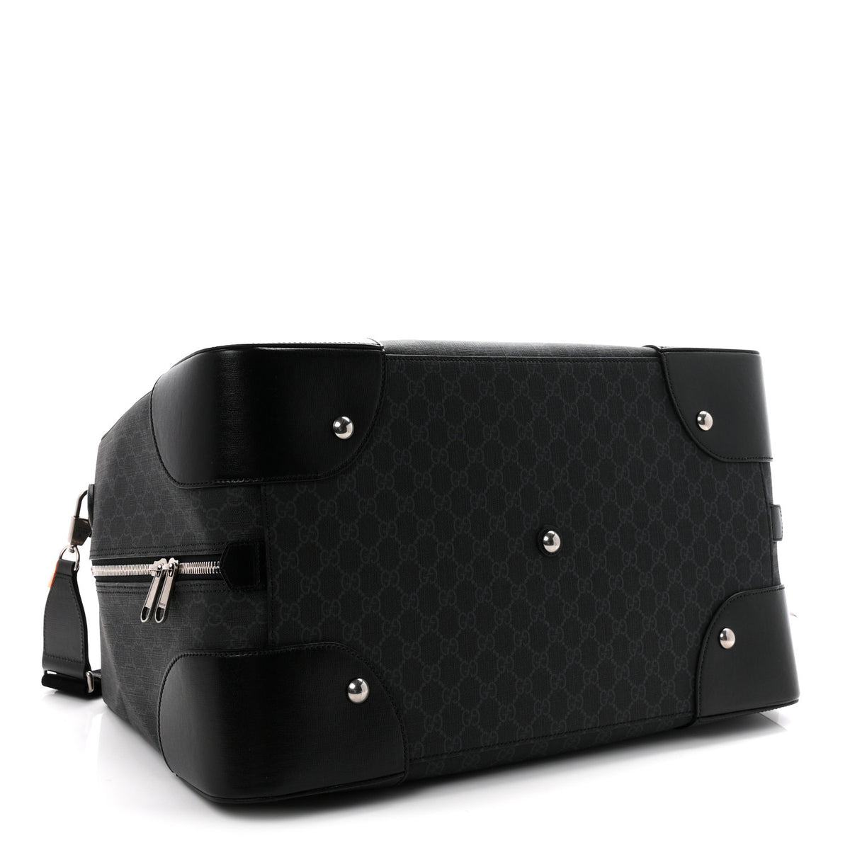 Gucci GG Supreme Monogram Azalea Calfskin Retro Interlocking G Large Duffle Bag Black Grey 3 of 8