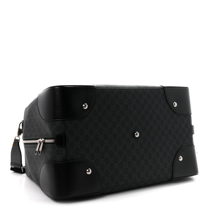 Gucci GG Supreme Monogram Azalea Calfskin Retro Interlocking G Large Duffle Bag Black Grey 3 of 8