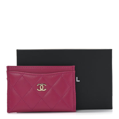 Chanel Caviar Quilted Card Holder Fuchsia 9 of 9