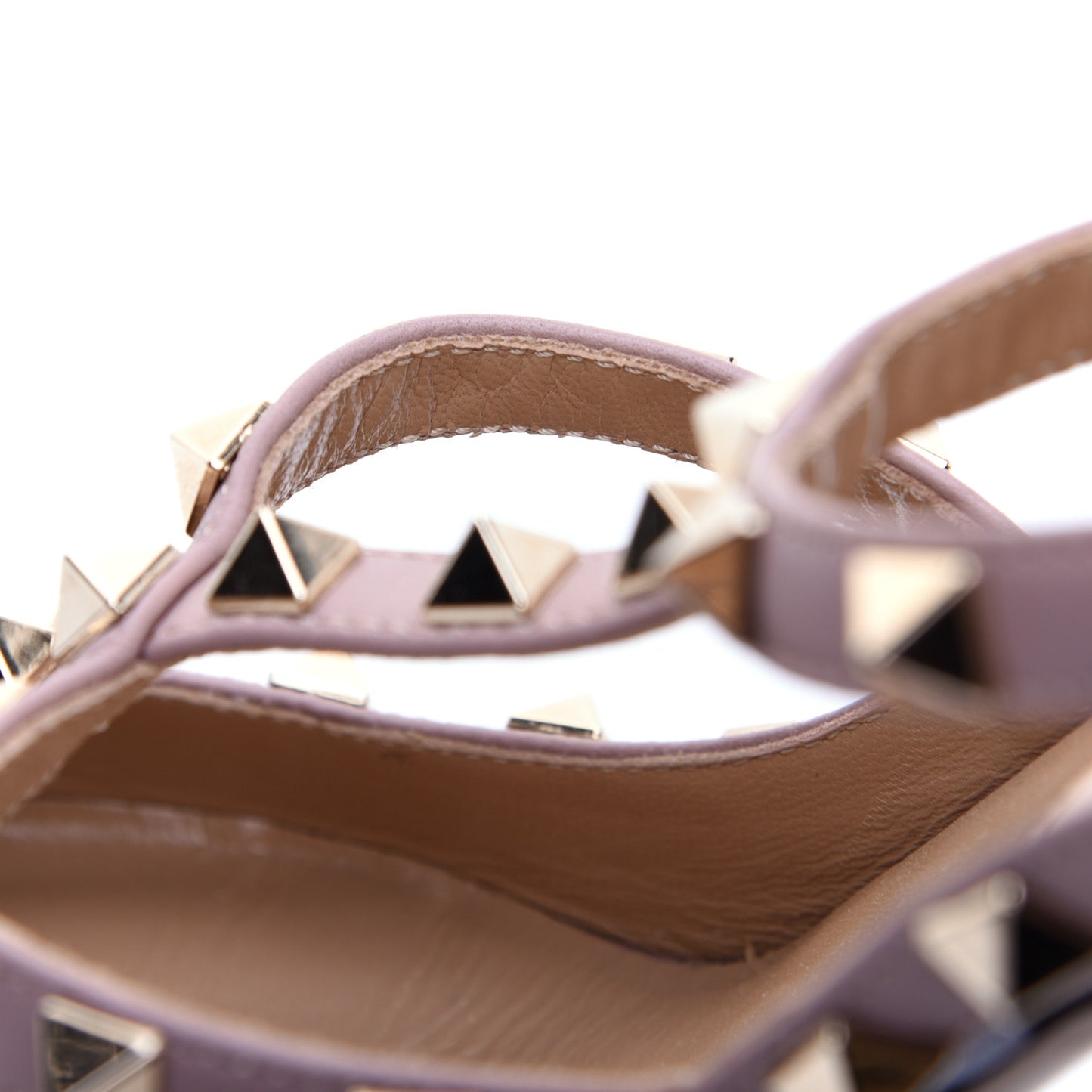 Calfskin Nappa Rockstud Ankle Strap 100mm Pumps 39 Grey Blue Poudre