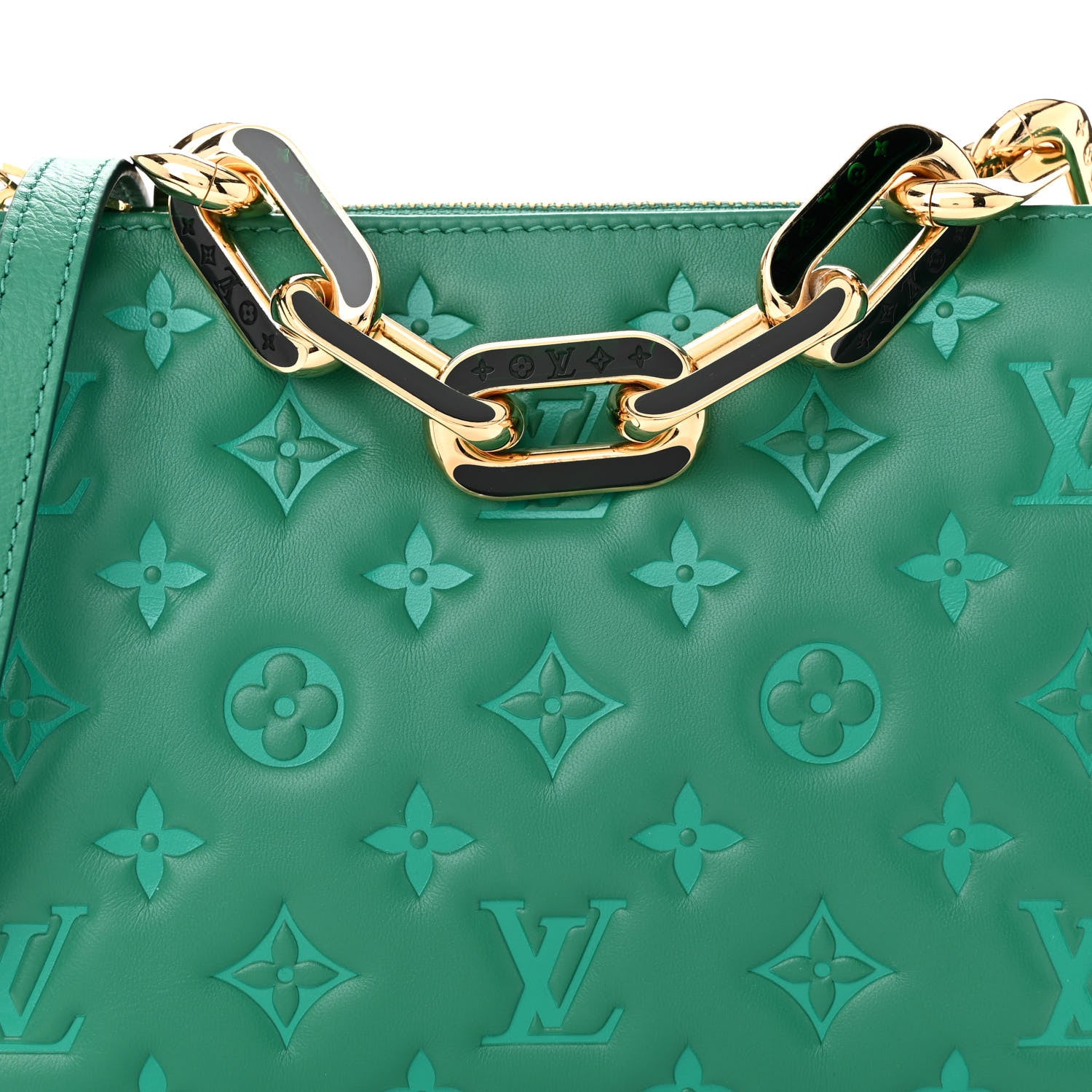 Louis Vuitton Lambskin Embossed Monogram Coussin BB Emeraude 8 of 11