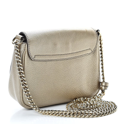 Gucci Metallic Pebbled Calfskin Small Soho Flap Crossbody Golden Beige 3 of 11