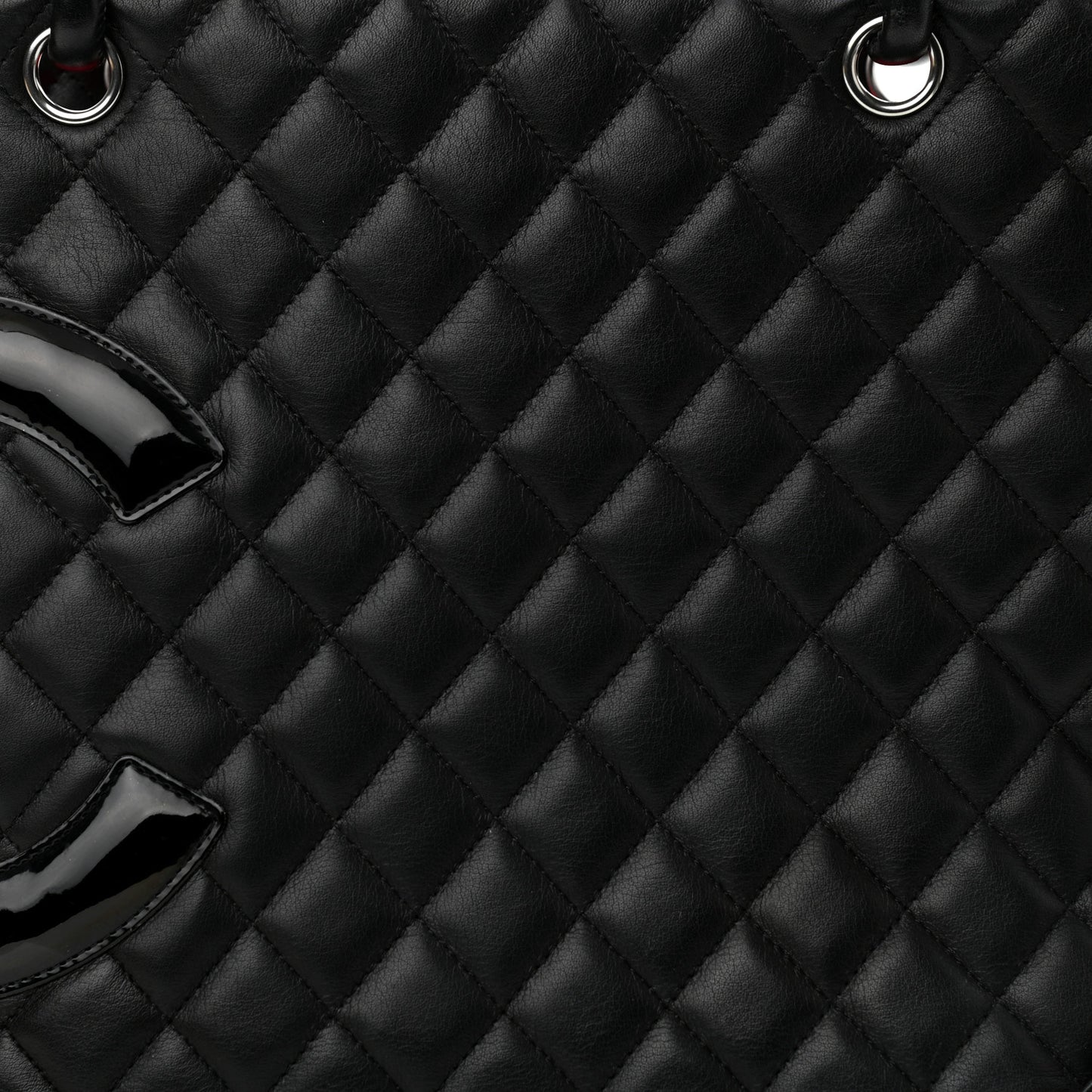 Calfskin Quilted Large Cambon Tote Black