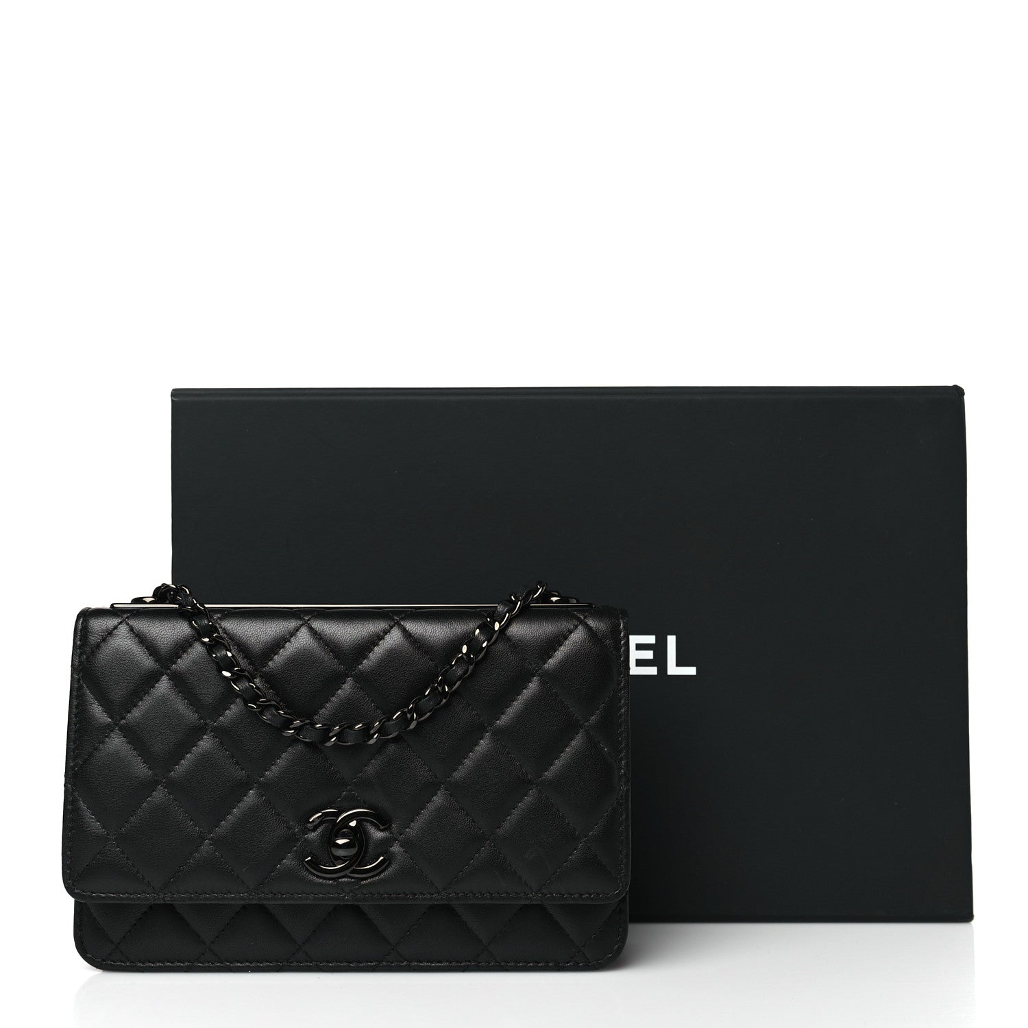 Chanel Lambskin Quilted Trendy CC Wallet On Chain WOC So Black 10 of 10