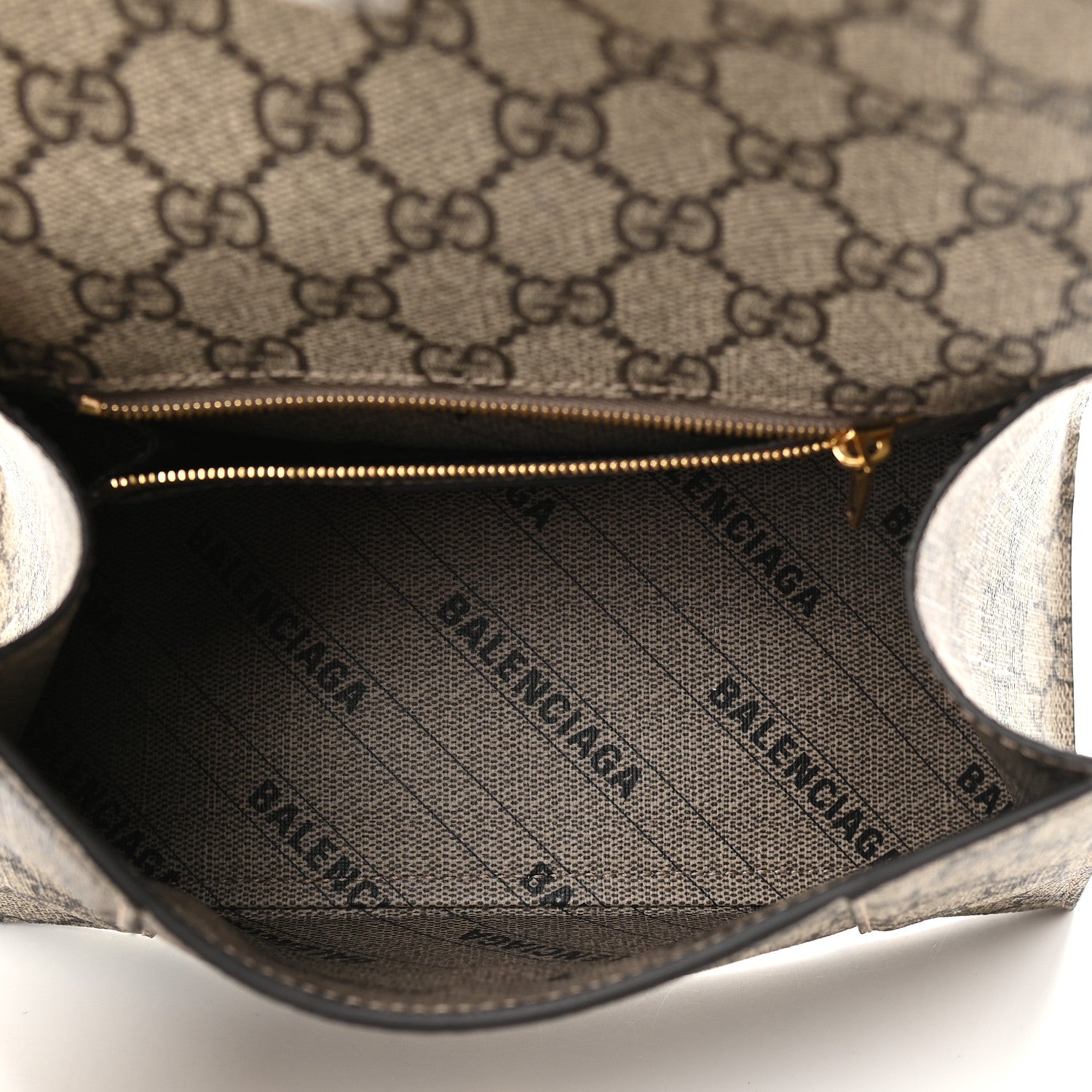 Balenciaga X GUCCI GG Supreme Monogram Small Hourglass Top Handle Bag Beige Ebony 5 of 8