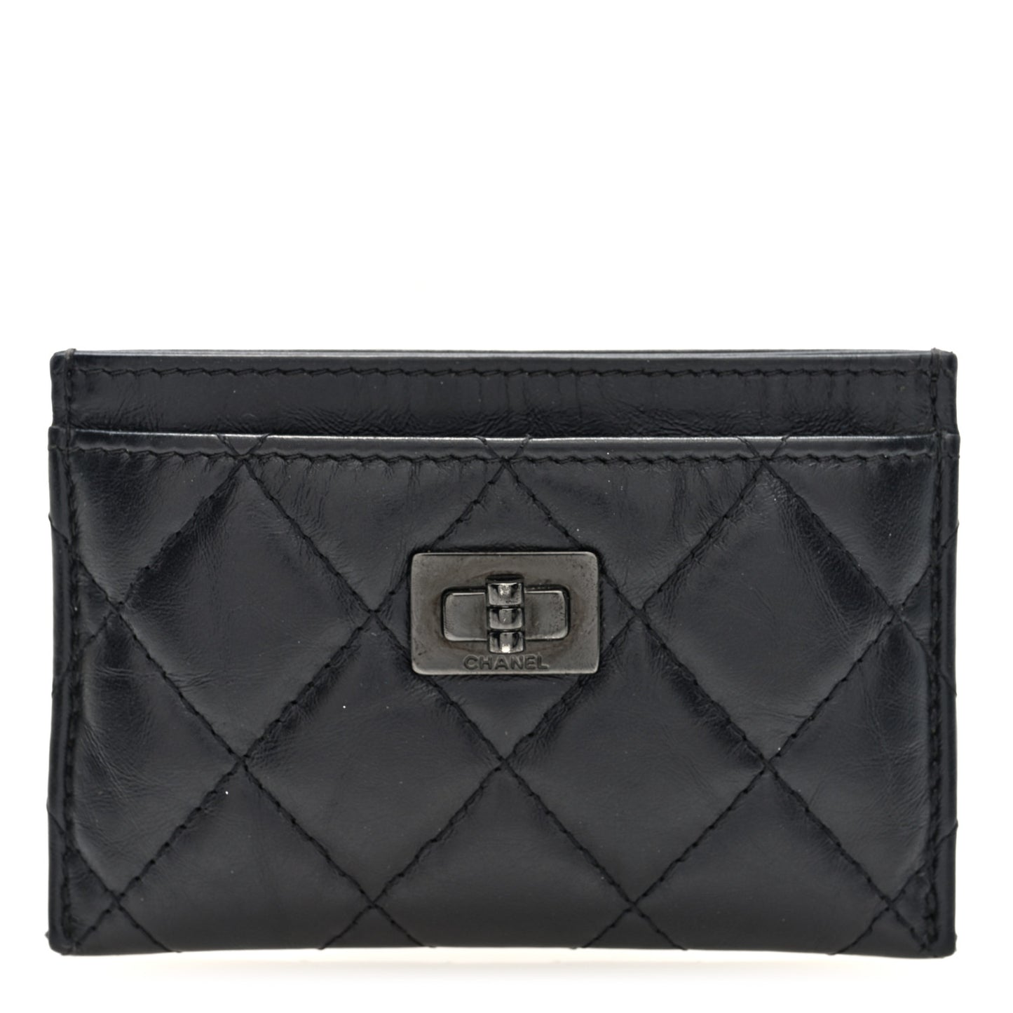 Aged Calfskin Quilted Reissue Card Holder So Black