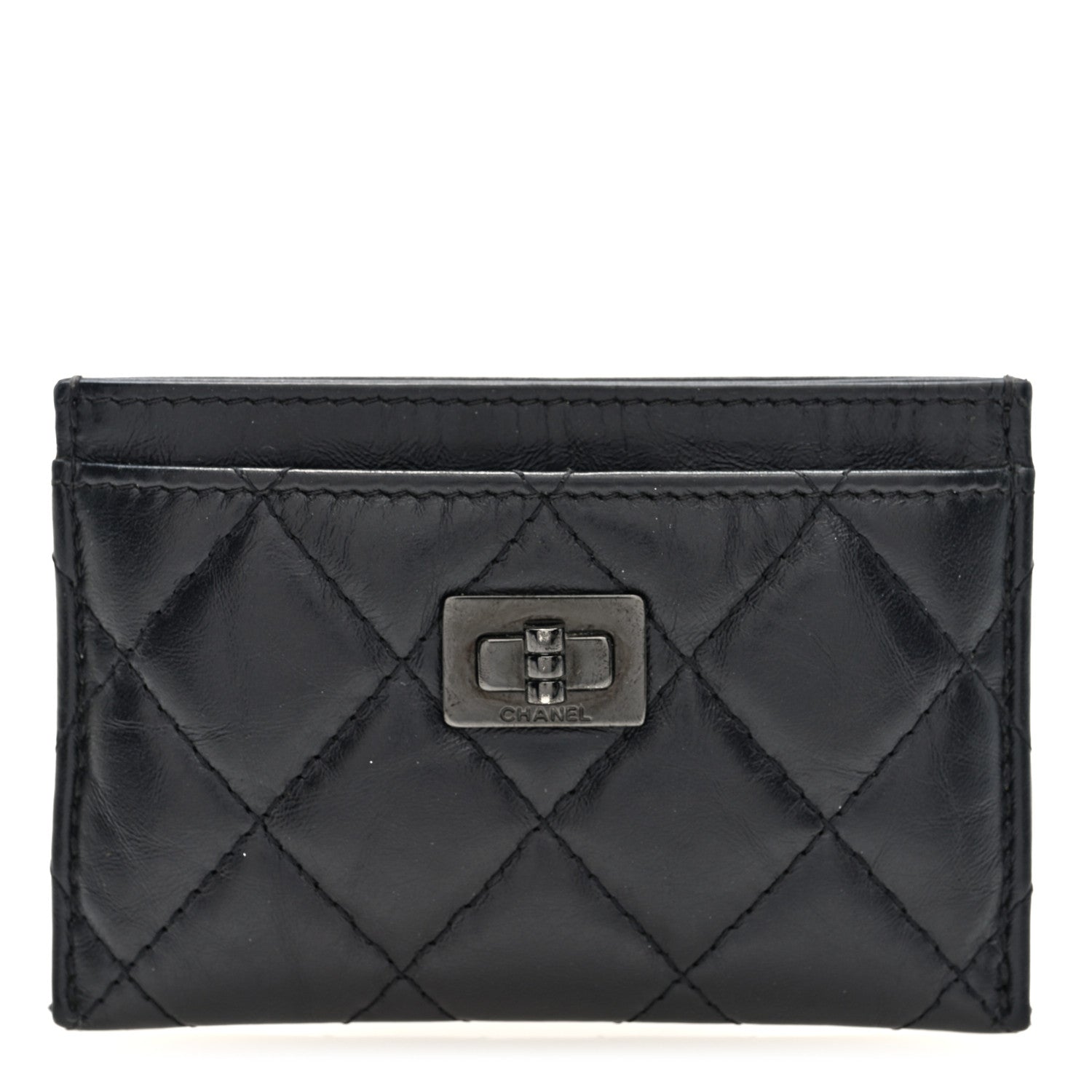 Chanel Aged Calfskin Quilted Reissue Card Holder So Black 1 of 7