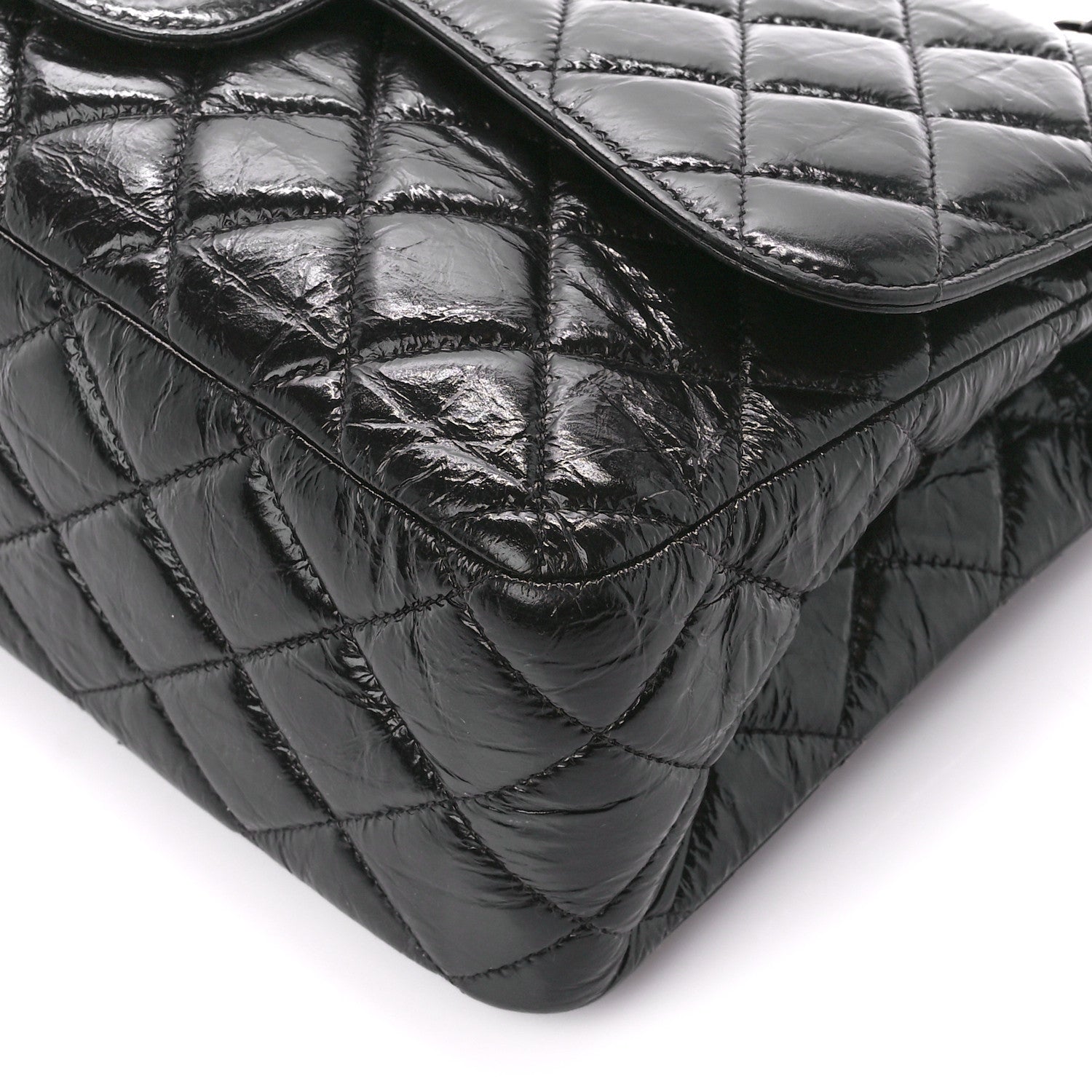 Chanel Shiny Distressed Calfskin Quilted Jumbo Double Flap So Black 11 of 13