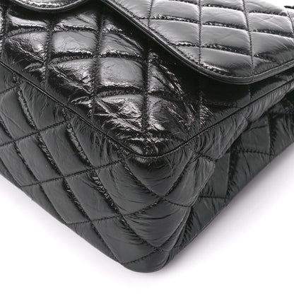 Chanel Shiny Distressed Calfskin Quilted Jumbo Double Flap So Black 11 of 13