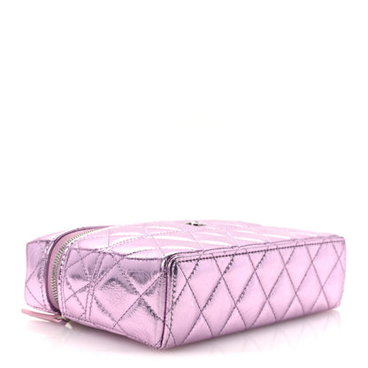Chanel Metallic Calfskin Quilted Slim Vanity With Chain Pink 3 of 10