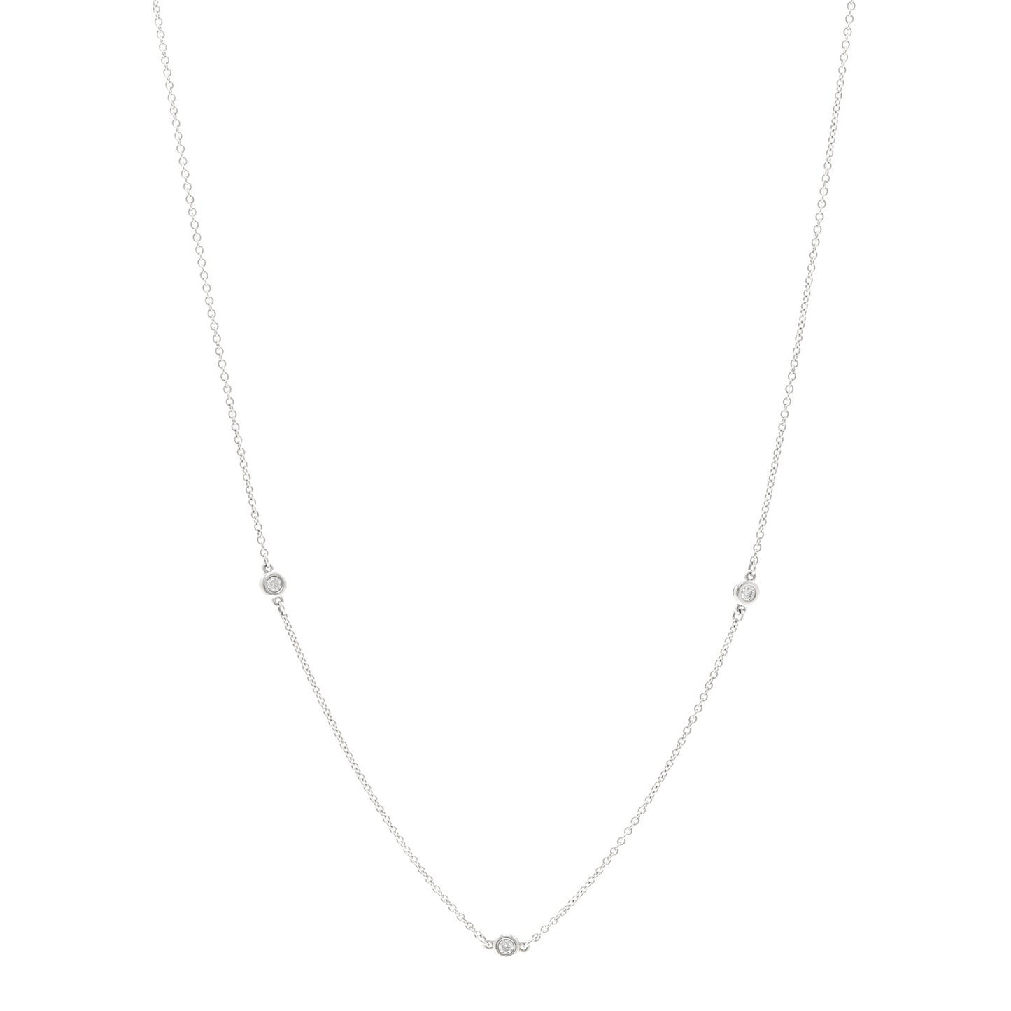 Sterling Silver Diamond .09ctw Elsa Peretti Diamonds by the Yard Three Station Necklace