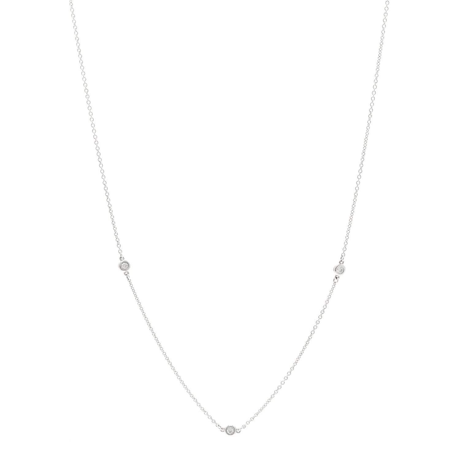 Tiffany Sterling Silver Diamond .09ctw Elsa Peretti Diamonds by the Yard Three Station Necklace 1 of 5