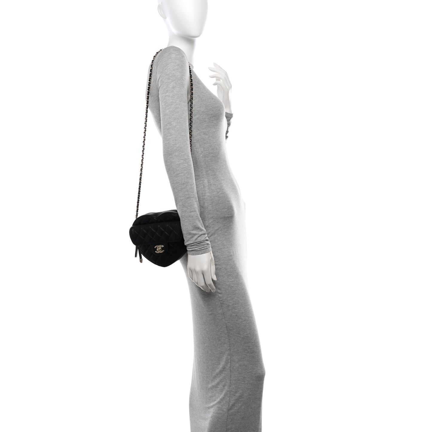 Lambskin Quilted CC In Love Heart Bag Black