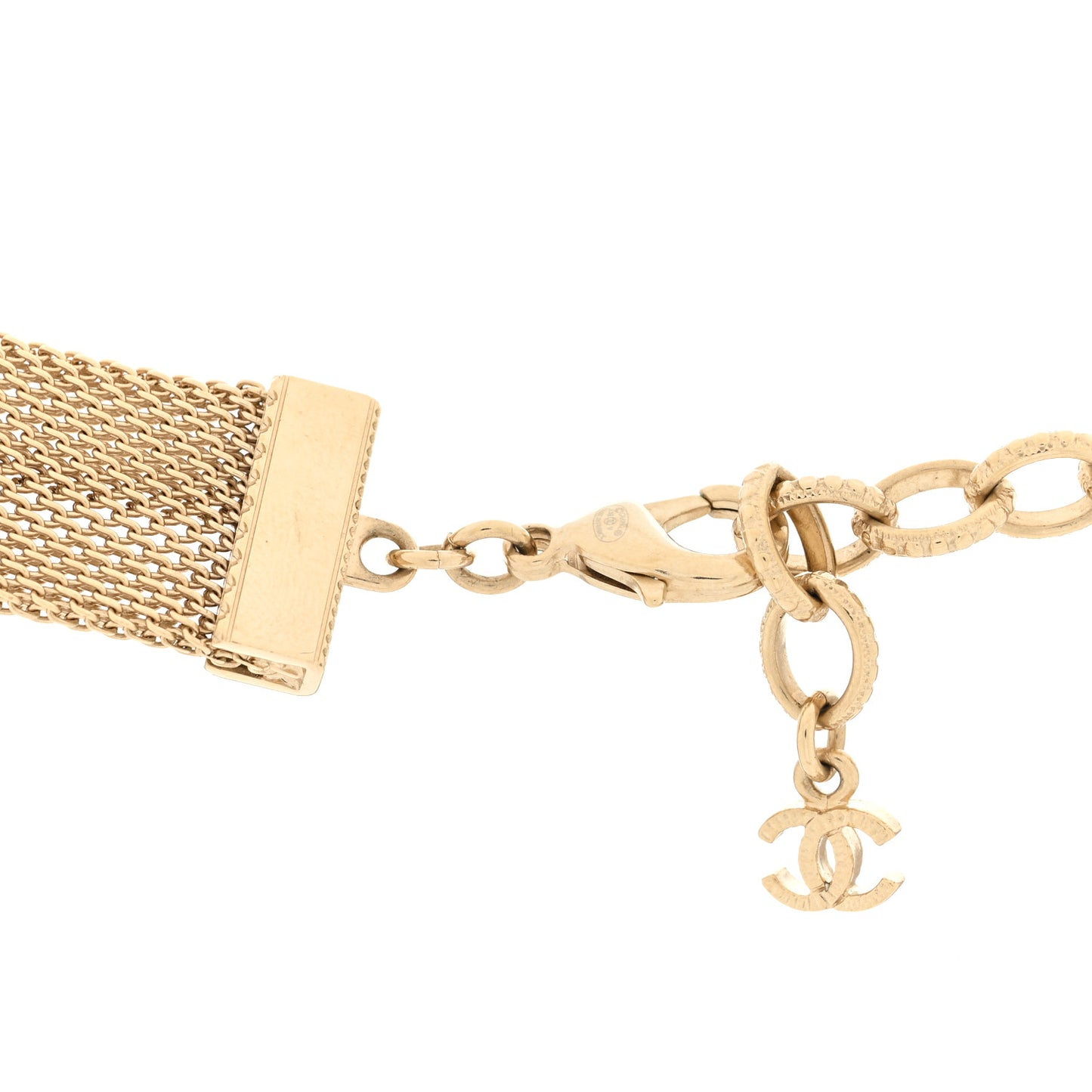 Mesh Logo Choker Necklace Gold