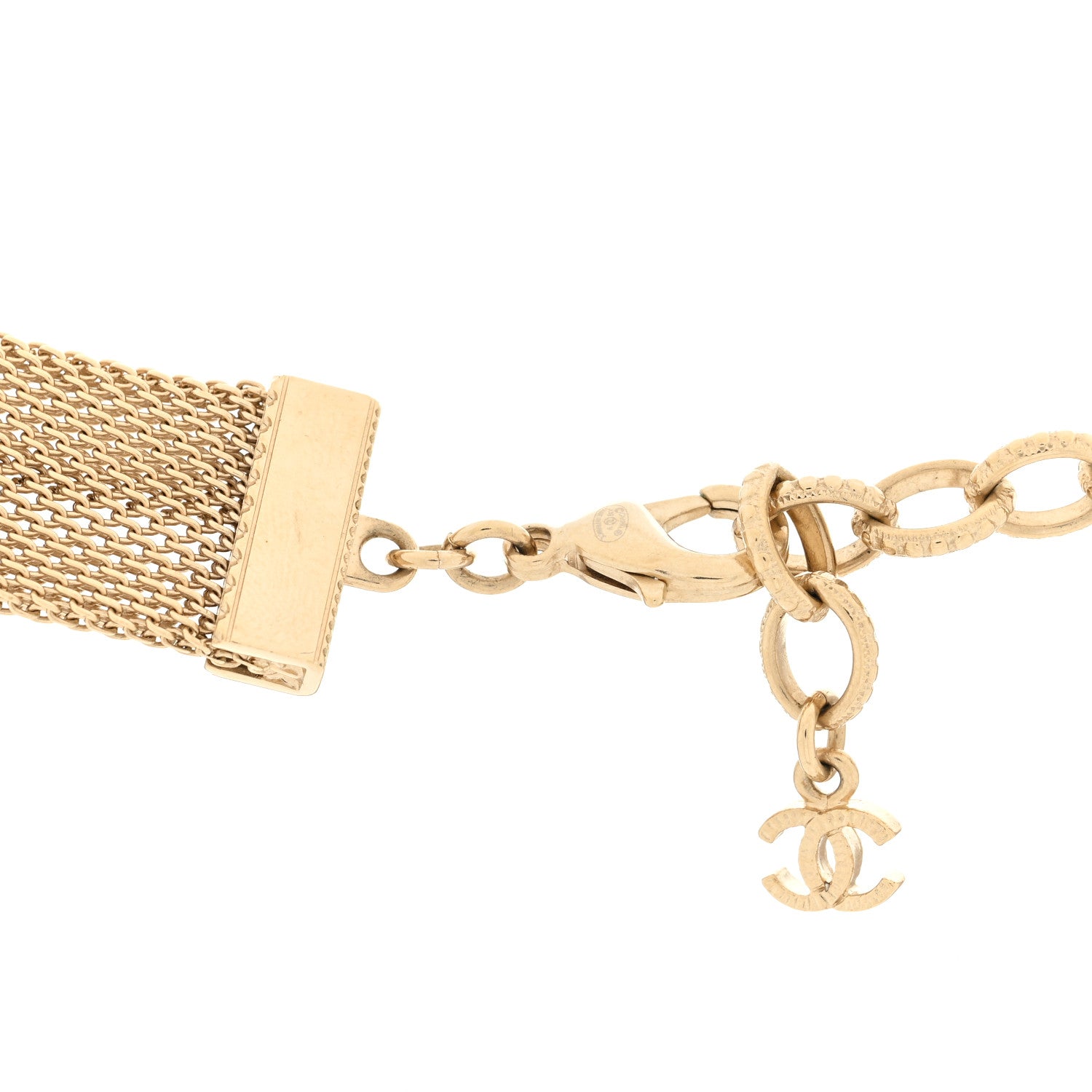 Chanel Mesh Logo Choker Necklace Gold 4 of 4