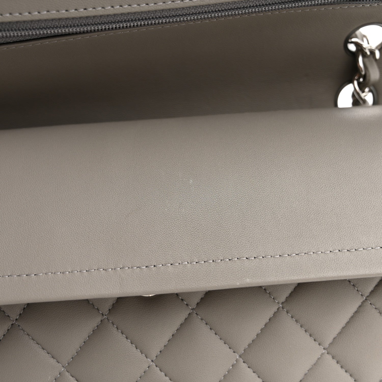 Chanel Lambskin Quilted Medium Double Flap Grey 12 of 13