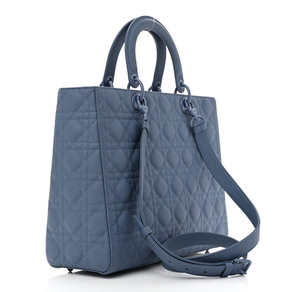 Christian Dior Ultra Matte Calfskin Cannage Large Lady Dior Blue 3 of 14