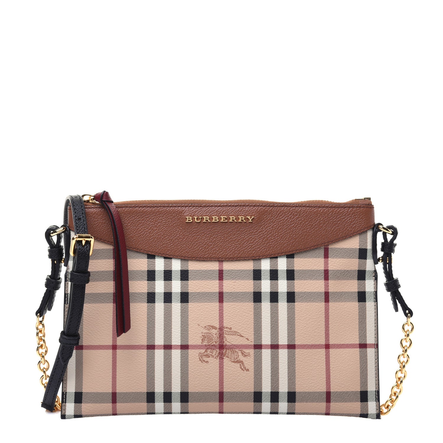 Burberry Haymarket Check Peyton Crossbody Clutch Bag Toffee 1 of 20