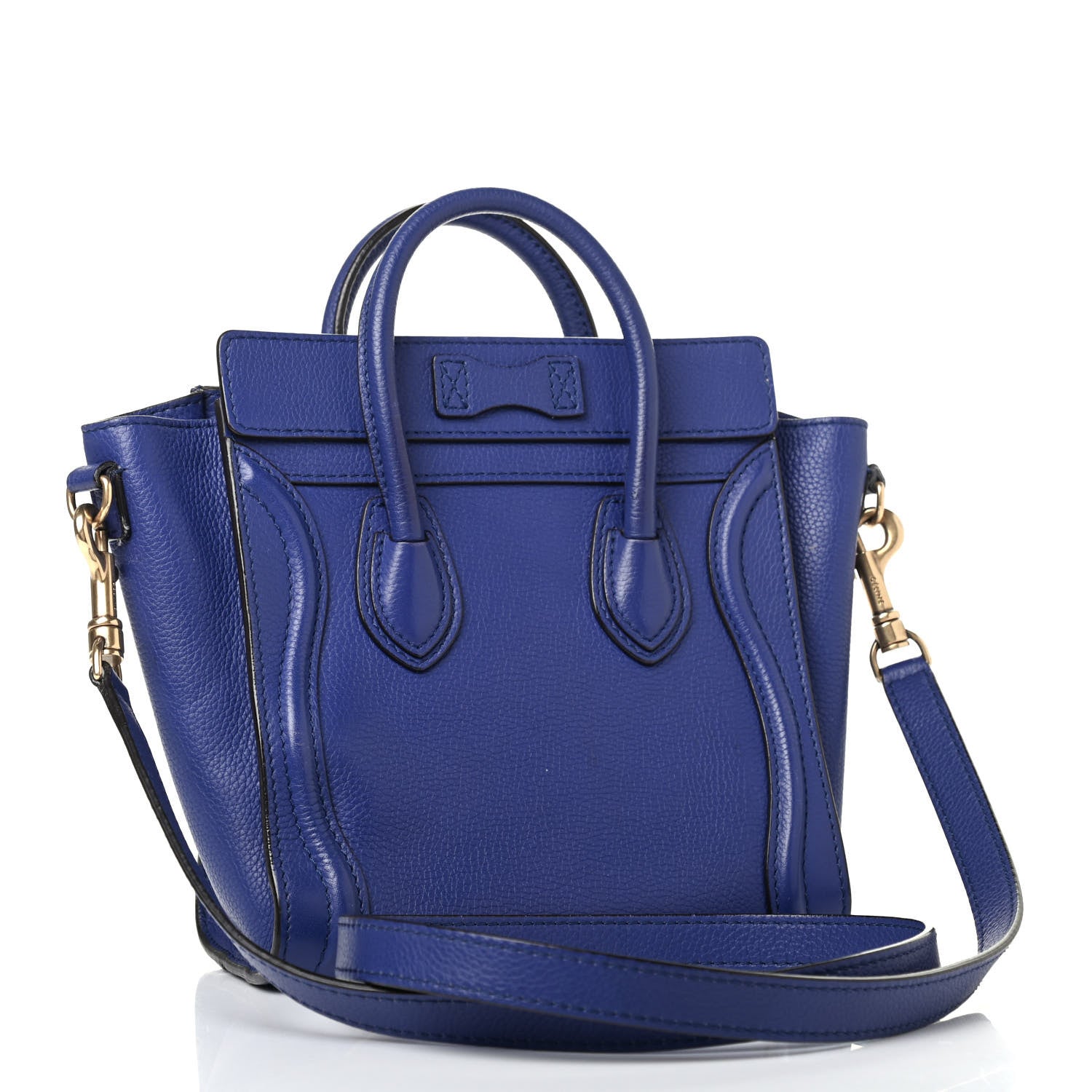 Celine Drummed Calfskin Nano Luggage Indigo 2 of 4