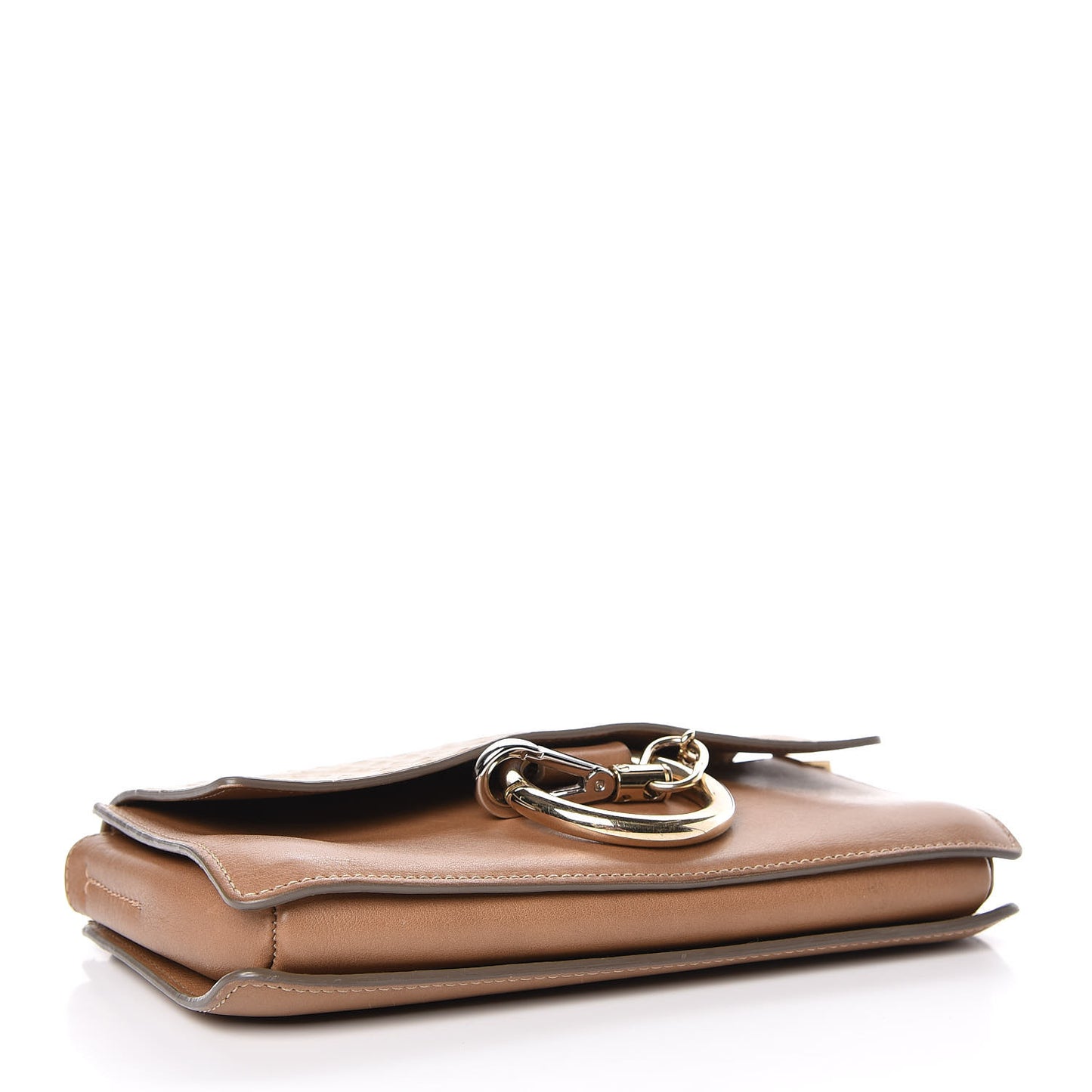 Ostrich Calfskin Small Faye Shoulder Bag Light Brown