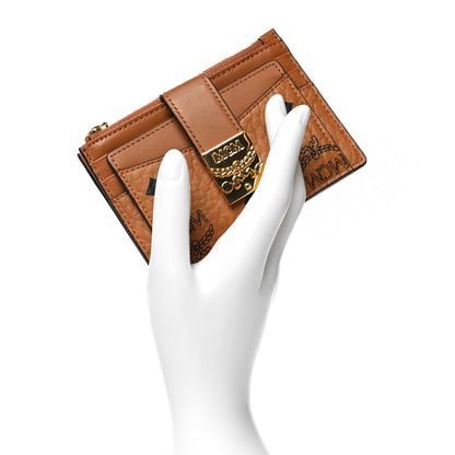 MCM Calfskin Visetos Patricia Mini Card Holder Cognac 2 of 9