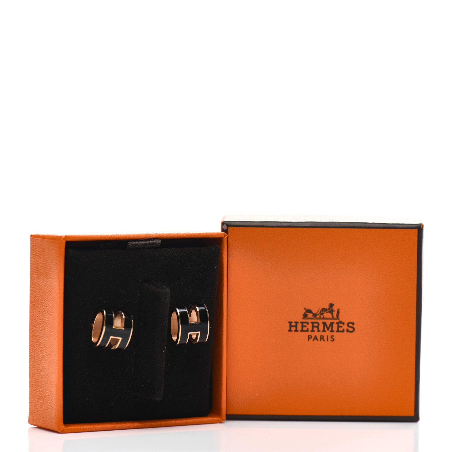 Hermes Gold Lacquered Pop H Earrings Black 5 of 5