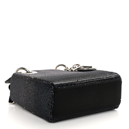 Christian Dior Satin Sequin Gradient Mini Lady Dior Black Silver 4 of 10