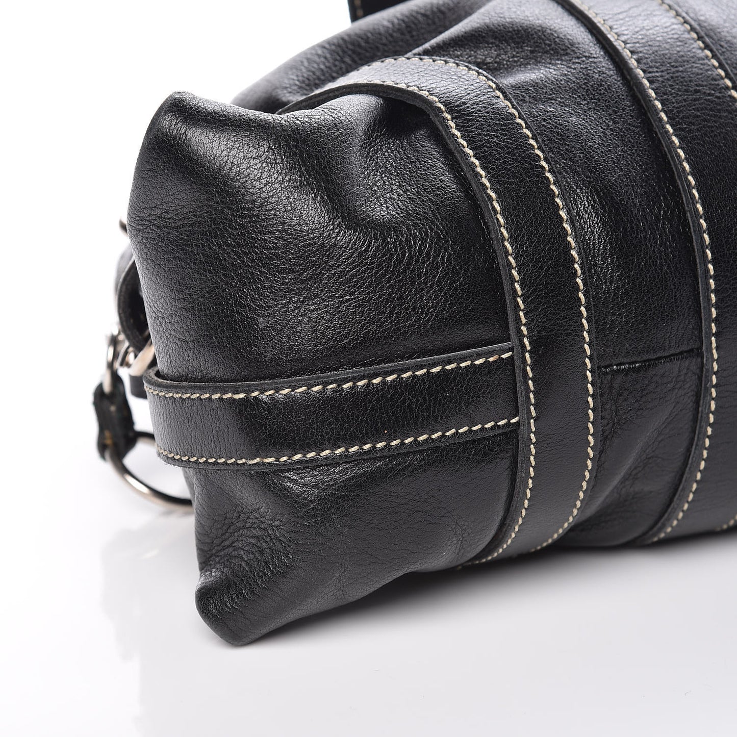 Calfskin Wrapping Satchel Bag Black