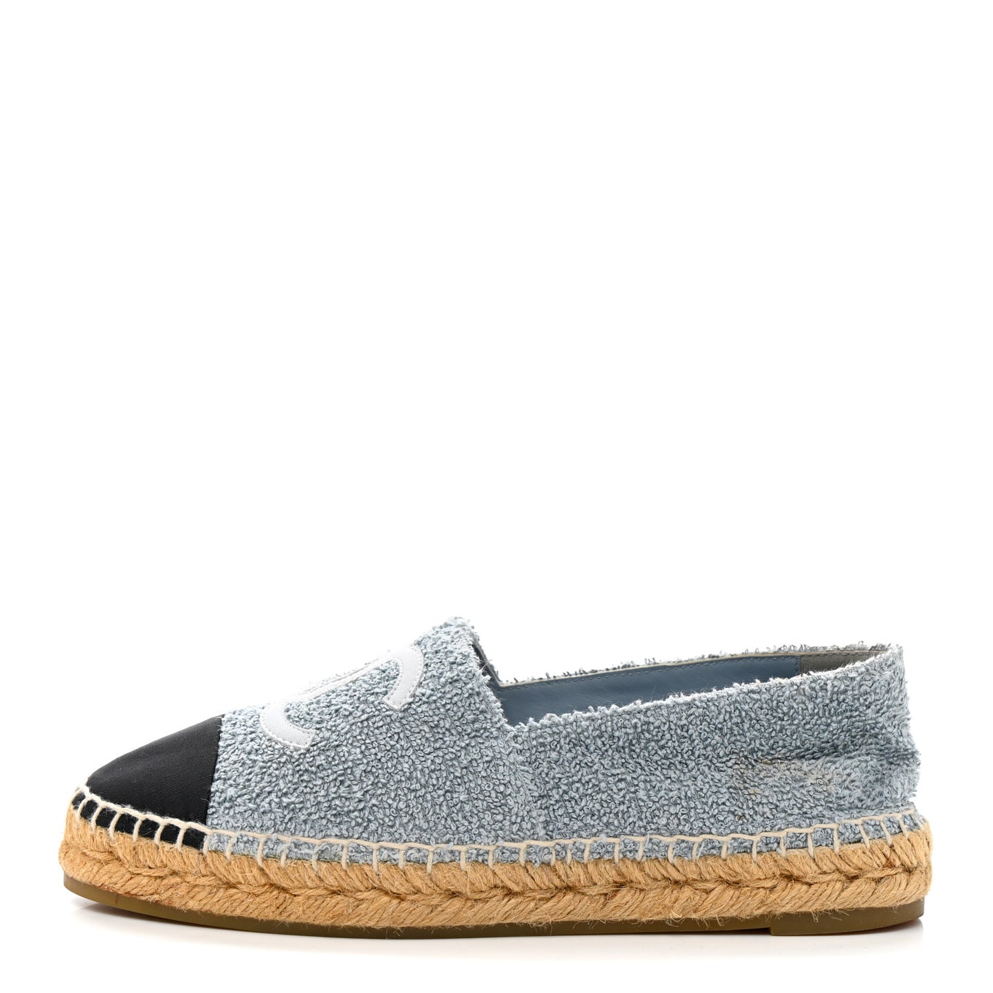 Fabric Grosgrain CC Espadrilles 38 Blue Light Gray Black