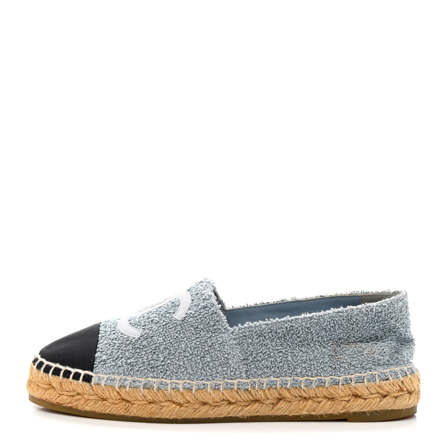 Chanel Fabric Grosgrain CC Espadrilles 38 Blue Light Gray Black 1 of 8