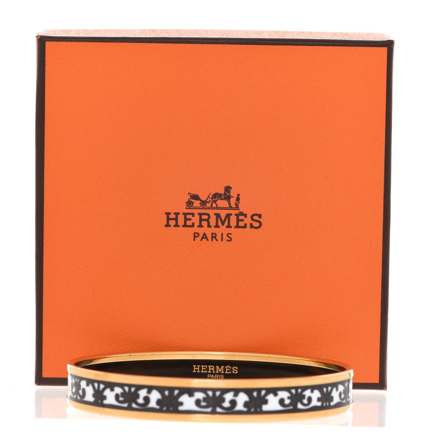 Hermes Enamel Printed Narrow Balcons Du Guadalquivir Bracelet 70 Black 6 of 6