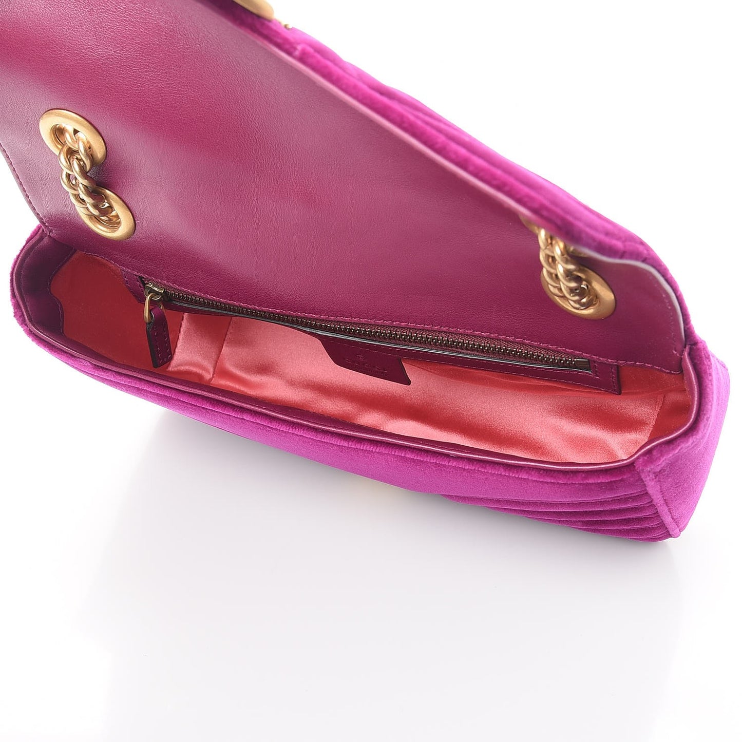 Velvet Matelasse Small GG Marmont Shoulder Bag Fuchsia Violet Cyclamen