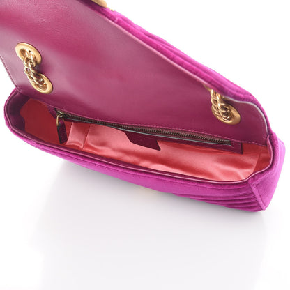 Gucci Velvet Matelasse Small GG Marmont Shoulder Bag Fuchsia Violet Cyclamen 5 of 8