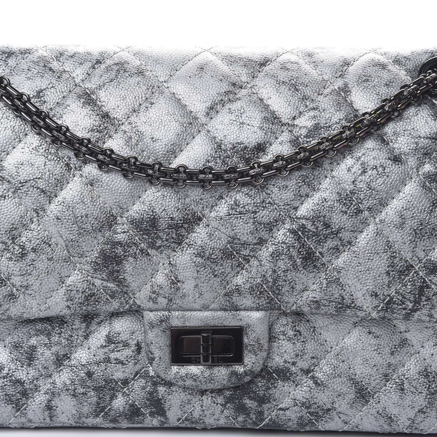 Metallic Caviar Quilted 2.55 Reissue 226 Flap Silver Black