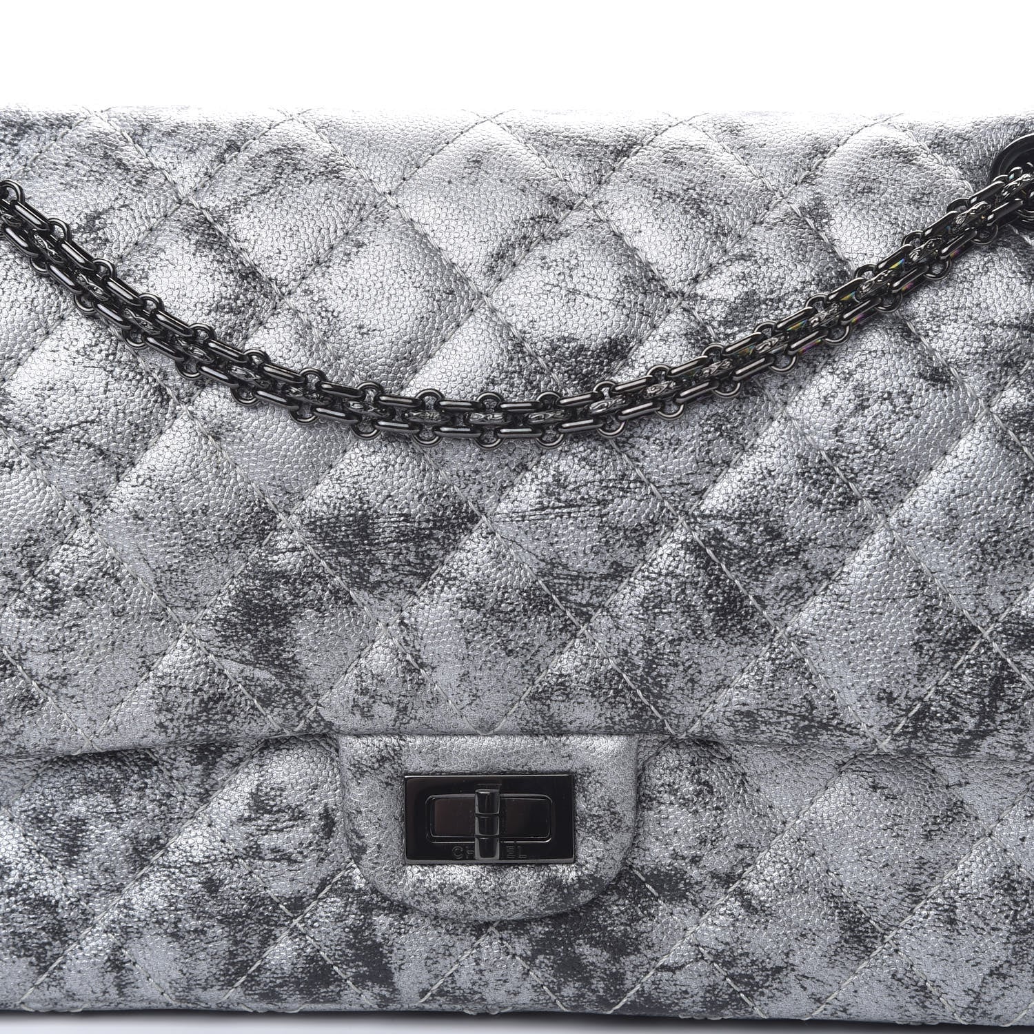 Chanel Metallic Caviar Quilted 2.55 Reissue 226 Flap Silver Black 9 of 9