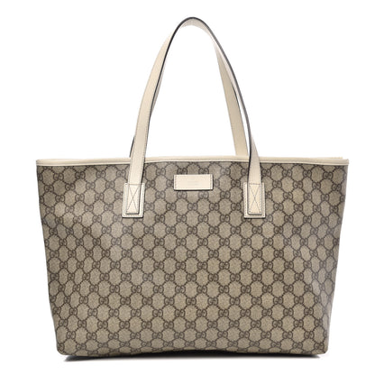 Gucci GG Supreme Monogram Medium Zippered Shopping Tote Off White 1 of 10