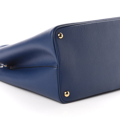 Prada Saffiano Cuir Large Double Bag Bleuette 7 of 8