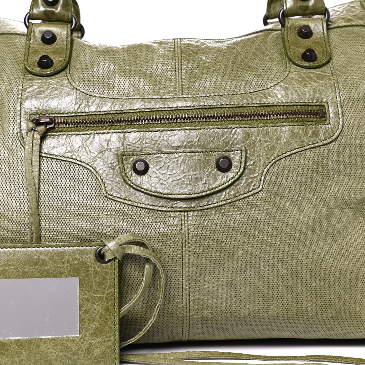 Balenciaga Agneau Perforated Classic Hardware Work Light Olive 8 of 12