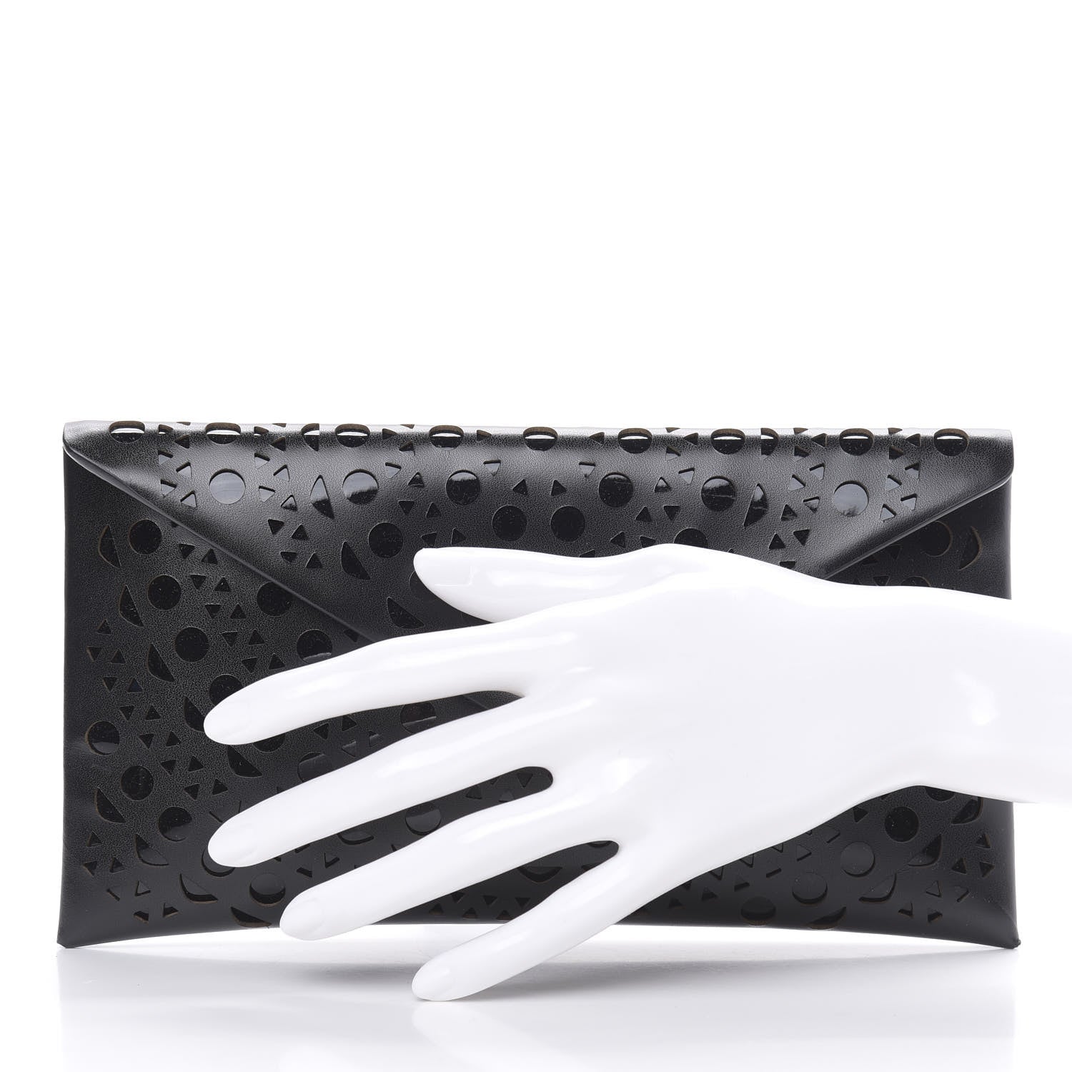 Alaia Calfskin Laser Cut Envelope Clutch Black 2 of 10