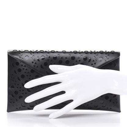 Alaia Calfskin Laser Cut Envelope Clutch Black 2 of 10